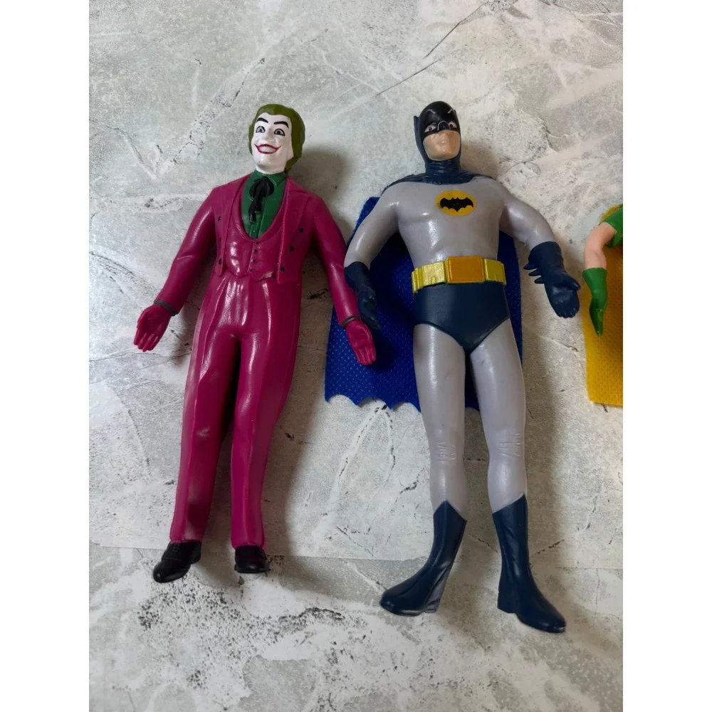 NJ Croce DC Comics 1966 Batman Robin Joker Bendable Action Figure Set‎ 3pc 2014